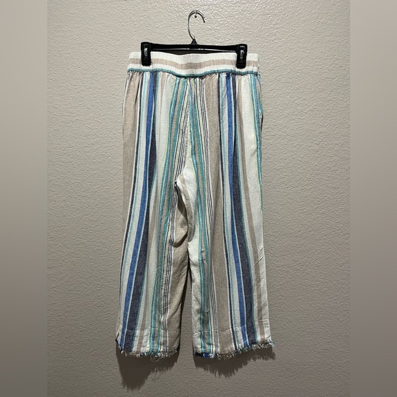 Hope & Harlow Pants Womens Size 8 High Waist Striped Multi Color Linen Blend - Picture 4 of 10